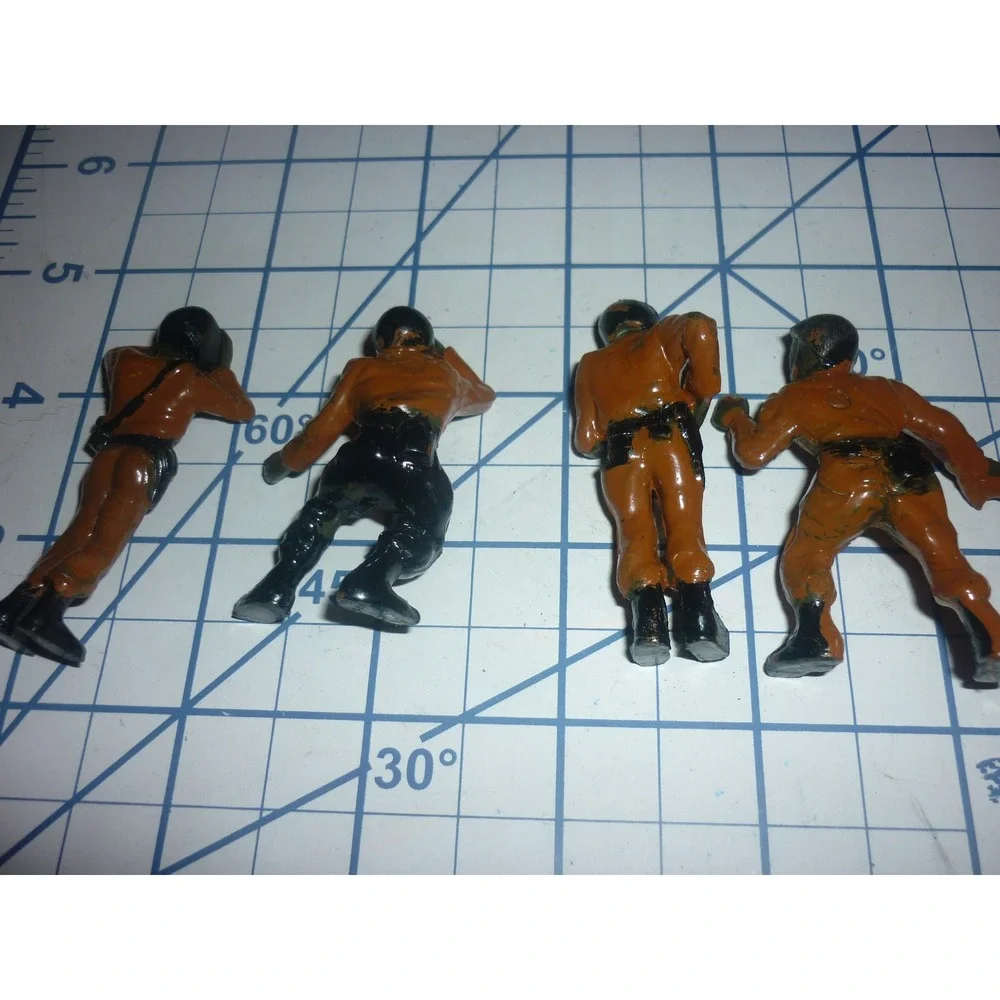Vintage Starlux France Plastic Jet Pilot Aviator Figures Lot 6 Orange Suit